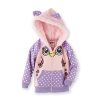 Belle du Jour Toddler Girls Hooded Zip-up Sweatshirt, Pink & Purple Bird, Size 2T