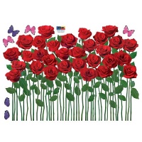 Nursery Easy Apply Wall Sticker Decorations - Roses and Butterfly Field