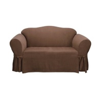 Sure Fit Soft Suede 1-Piece Sofa Slipcover, Chocolate