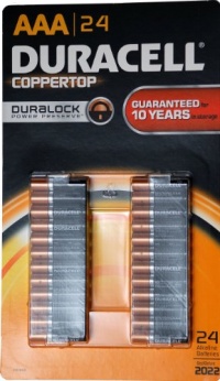 Duracell Coppertop AAA Batteris, 24 pack, Made in USA