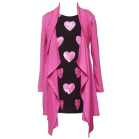 Size-6X RRE-54601F FUCHSIA-PINK BLACK TWO-FER SEQUIN HEART MOCK-JACKET Special Occasion Valentine Party Dress,F354601 Rare Editions LITTLE GIRLS