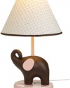 Carter's Pink Elephant Lamp Base And Shade, Pink/Choc, 5.5 X 12