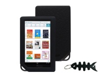 iShoppingdeals - for Barnes and Noble NOOK COLOR eBook Reader Tablet WiFi, Black Soft Silicone Skin Case Cover And Smart Headphone Wrap/Key Chain Style