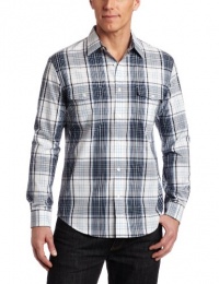 Perry Ellis Men's Long Sleeve Slim Large Plaid Woven Shirt