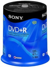 Sony DVD+R 4.7 GB Recordable Storage Spindle - 100 Disc