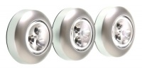 Fulcrum 30010-301 LED Battery-Operated Stick-On Tap Light, Silver, 3 Pack