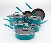 KitchenAid Aluminum Nonstick 12-Piece Cookware Set, Peacock