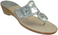 Jack Rogers Navajo Mid Wedge Women's Silver Metallic Thong Sandals