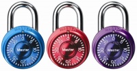 Master Lock 1533TRI Mini Combination Locks in Blue, Purple, and Pink, 3-Pack