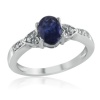 Sterling Silver Sapphire and Diamond Ring ( 1cttw Sizes 5-10)