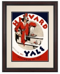 Yale took more than a bite out of Harvard back in 1934, winning 14-0 at home in New Haven. This restored illustration from that game's football program says it all and, framed in cherry-finished wood, is a great souvenir for Bulldogs alum.