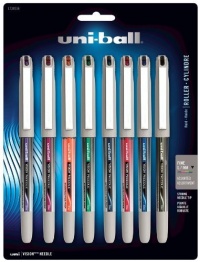 uni-ball Vision, Stick Needle, Fine-Point Rollerball Pens, 8 Colored Ink Pens (1734916)