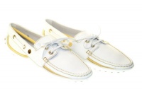 TOD'S Vela Gom Devon Laced Driving Shoes White/Dark Gold Sz 9/39 Z20397