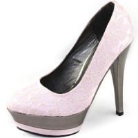 Allen's Gossip-2 Pink Lace Double Platform Pumps, Size: 7.5 M US