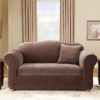 Sure Fit 119827270U_S-CHOCLT Stretch Pinstripe Sofa Slipcover, Chocolate