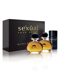 Aphrodisiac infused, powerfully seductive, pure masculinity. Infused with inescapable aphrodisiacs, Séxual Pour Homme is the fragrance that attracts and never lets her go. Perfect for seduction anytime, anywhere.Fragrance Type: Fougere Green FruityTop: Indian Basil, Italian Bergamot, Italian Clementine, French MelonMiddle: Asian Sage, African Geranium, French Petigrain, French LavenderHeart: Indian Sandalwood, Indian Patchouli, Tonka Bean, Madagascar VanillaSet includes:- Eau de Toilette Spray, 4.2 oz./125 mL- Aftershave, 4.2 oz. /125 mL- Deodorant Stick, 3 oz./85 g