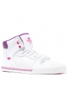 Supra Vaider High Top Skate Shoe - Women's White Leather/White Mesh, 8.5