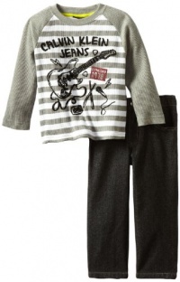 Calvin Klein Boys 2-7 Top With Jeans, Gray, 2T