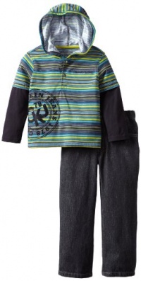 Calvin Klein Boys 2-7 Twofer Hooded Top With Jeans, Multi, 5