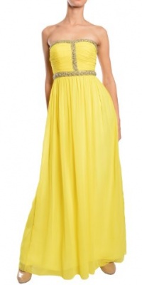 AIDAN MATTOX Vibrant Sunny Yellow Beaded Long Evening Gown Dress 4