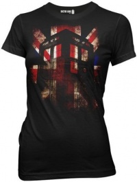 Doctor Who Glowing Tardis Union Jack Juniors Tee