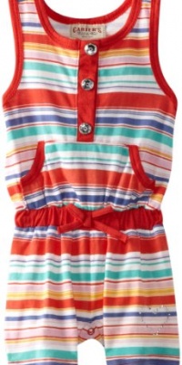 Carter's Watch the Wear Baby-Girls Infant Romper With Stripes And Large Front Pocket, Calypso Coral, 18 Months