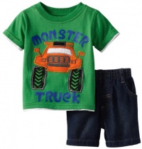 Kids Headquarters Baby-Boys Infant Tee With Blue Denim Short, Green, 24 Months