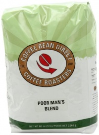 Coffee Bean Direct Poor Man's Blend, Whole Bean Coffee, 5-Pound Bag