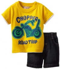 Kids Headquarters Baby-Boys Infant Tee With Denim Short, Yellow, 24 Months