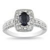 Sterling Silver 1 CT TGW Black Sapphire 1/6 CT TDW Round Diamond Fashion Ring (I3)