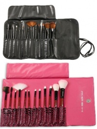 MASH 12pc Studio Pro Makeup Make Up Cosmetic Brush Set Kit w/ Leather Case - For Eye Shadow, Blush, Concealer, Etc