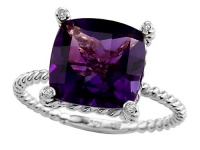 Genuine Amethyst Ring by Effy Collection® in 14 kt White Gold Size 7.5