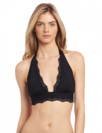 BCBGMAXAZRIA Women's Laser Halter Bra, Black, Medium