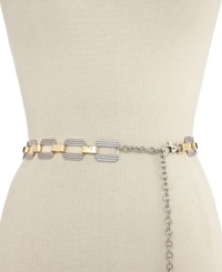 Get any outfit squared away with this mod chain-link belt from Style&co. Polished silver-tone squares are joined with shiny golden links for a look that's decidedly luxe.