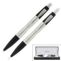 Parker Infusion Stainless Steel & Carbon Ballpoint Pen & Pencil Set