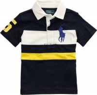 Polo Ralph Lauren Toddler Boy's Big Pony Striped Rugby, French Navy, 2/2T