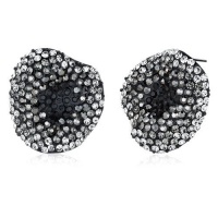 New Wave Hematite Jet Black and Clear Swarovski Crystal Earrings