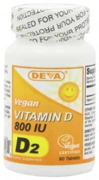 DEVA Vegan Vitamins Vegan Vitamin D 800 IU Tablets, 90-Count Bottle