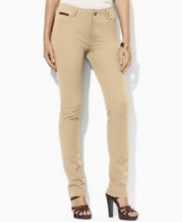 Designed in stretch denim for comfort and a flattering fit, Lauren Jean Co.'s classic straight-leg petite jean is distinguished by a rich, earthy hue and chic zip-up pockets. (Clearance)