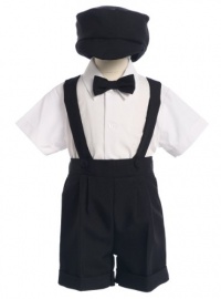 Black Special Occasion Suspenders and Short Set with Hat