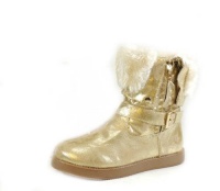 G by Guess Amaze Multi Fabric Faux Fur Lined Ankle Boots in Gold