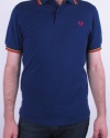 Fred Perry Men's Twin Tipped Polo, Medieval Blue/Burnt Amber/Black, XX-Large