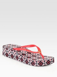 A bold geometric print adds retro-inflected style to this weekend essential in durable PVC. PVC wedge, 1½ (40mm)Covered platform, ¾ (20mm)Compares to a ¾ heel (20mm)PVC upperPVC lining and soleImported