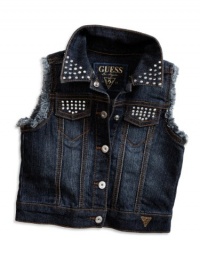 GUESS Little Girl Denim Vest, DARK STONE WASH (3T)