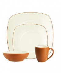 Noritake Colorwave Terra Cotta 4-Piece Place Setting, Square Shape