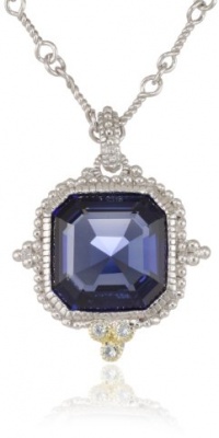 Judith Ripka Estate Estate Ascher Cut Stone Blue Sapphire Pendant Necklace