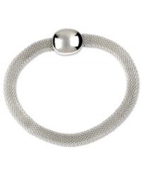 Mesh master. Add some interest to your everyday look with this textured bracelet from Anne Klein. The flex design features a tactile mesh pattern punctuated with a solid, silvery stone. Crafted in imitation rhodium silver tone mixed metal. Approximate diameter: 7-3/4 inches.