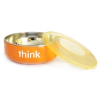 Thinkbaby Low Rise BPA Free Baby Bowl, Silver/Orange