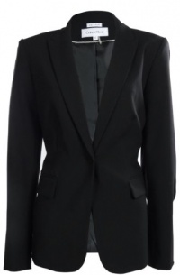 Single Button Stretch Blazer Jacket (6, Black)