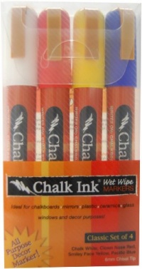 Chalk Ink 6mm Classic Wet Wipe Markers, 4-Pack